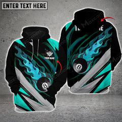 Maxcorners Billiards 8 Ball Fire Multicolor Option Customized Name 3D Hoodie