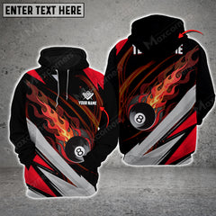 Maxcorners Billiards 8 Ball Fire Multicolor Option Customized Name 3D Hoodie