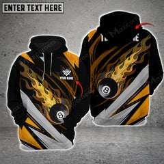Maxcorners Billiards 8 Ball Fire Multicolor Option Customized Name 3D Hoodie