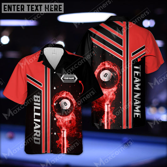 Maxcorners Billiards Ball 8 Fire Multicolor Options Personalized Name Hawaiian Shirt ( 6 Colors )