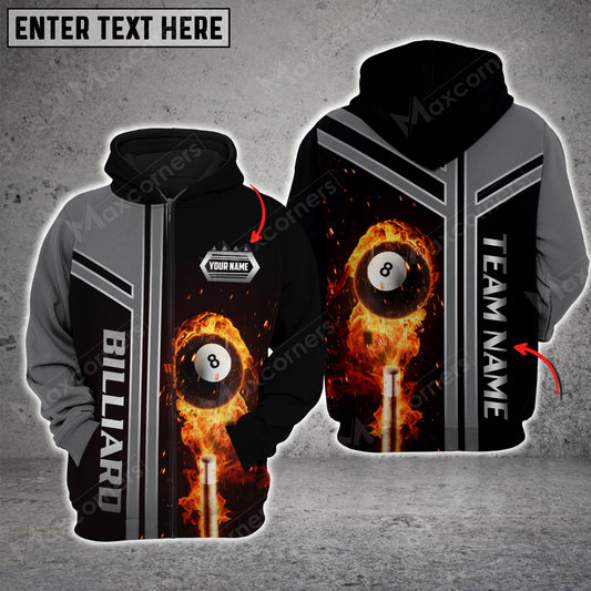 Maxcorners Billiards Ball 8 Fire Customized Name 3D Hoodie