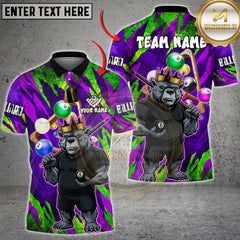Maxcorners Billiard Bear King Pool Balls Pattern Shirt Multi Options Personalized Name, Team Name 3D Shirt