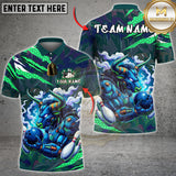 Maxcorners Bowling Shirt Cyber Bull Neon Graffiti Multioptions Personalized Name, Team Name Unisex 3D Shirt (4 Colors)