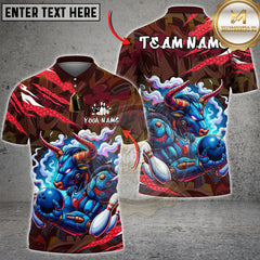 Maxcorners Bowling Shirt Cyber Bull Neon Graffiti Multioptions Personalized Name, Team Name Unisex 3D Shirt (4 Colors)