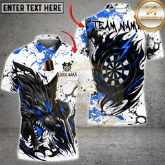 Maxcorners Darts Shirt – Black Wolf & Target Splash Ink 3D Design – Multi Options Personalized Name, Team Name 3D Shirt (4 Colors)