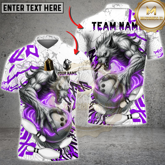 Maxcorners Bowling Shirt Werewolf Lightning 3D Design Pattern Jersey Multicolor Options Personalized Name, Team Name 3D Shirt (4 Colors)