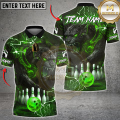 Maxcorners Bowling Shirt Black Panther Lightning Multioptions Personalized Name, Team Name Unisex 3D Shirt (4 Colors)