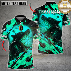 Maxcorners Darts Shirt Black Fire Wolf Moon Target Design Multi Options Personalized Name, Team Name 3D Shirt