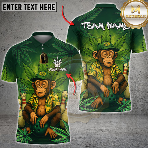 Maxcorners Bowling Monkey 420 Personalized Name, Team Name 3D Shirt