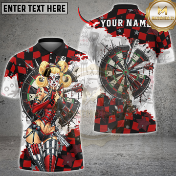Maxcorners Darts Clown Girl Dartboard Chaos Personalized Name 3D Unisex Shirt