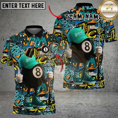 Maxcorners Graffiti Style 8-Ball Billiard Multicolor Customized Name, Team Name 3D Shirt