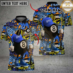 Maxcorners Graffiti Style 8-Ball Billiard Multicolor Customized Name, Team Name 3D Shirt