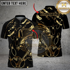 Maxcorners Bowling Golden Panther Multicolor Customized Name, Team Name 3D Shirts