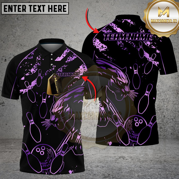 Maxcorners Bowling Golden Panther Multicolor Customized Name, Team Name 3D Shirts