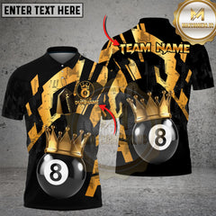 Maxcorners Billiards Golden 8-Ball King Multicolor Customized Name, Team Name 3D Shirt