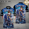 Maxcorners Bowling Girl Pitbull Pink Galaxy Multicolor Customized Name, Team Name 3D Shirt