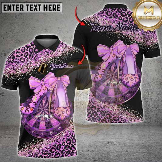 Maxcorners Darts Leopard High Heels Glam Design Multicolor Customized Name, Team Name 3D Shirt