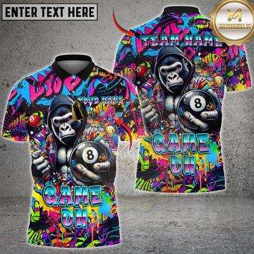 Maxcorners Gorilla Billiards 8 Pool Graffiti Game On Personalized Name, Team Name 3D Shirt