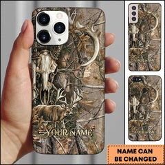 Maxcorners Buck & Skull Camo Personalized Name Phone Case (4 colors)