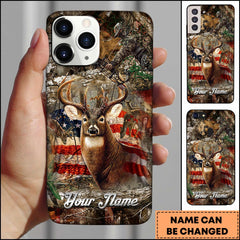 Maxcorners Deer Hunting American Flag Personalized Name Phone Case