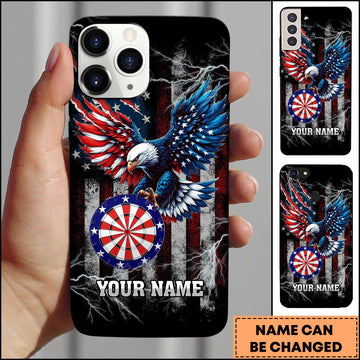 Maxcorners Darts American Eagle Flag Lightning Personalized Name 3D Phone Case