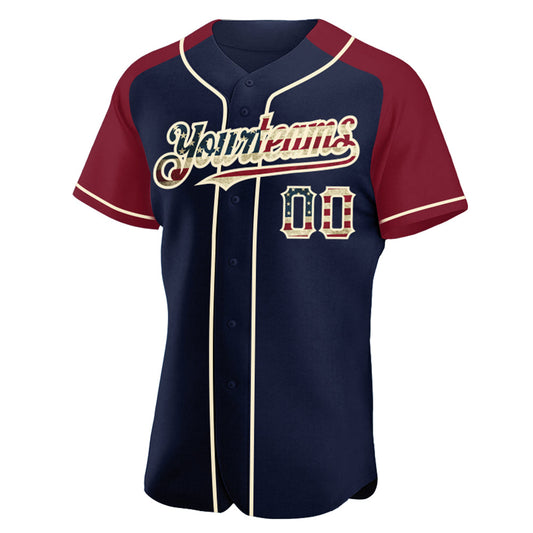 Maxcorners Custom Red Royal-White 3D American Flag Fashion Premium Baseball Jersey LM0210