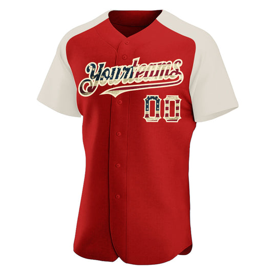 Maxcorners Custom Royal Vintage USA Flag-Cream Premium Raglan Sleeves Baseball Jersey LM0210