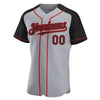 Maxcorners Custom Gray Black-Red Authentic Raglan Sleeves Baseball Jersey LM2605