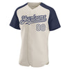 Maxcorners Custom Cream Navy Authentic Raglan Sleeves Baseball Jersey LM2605