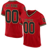 Maxcorners Custom Red Black-Old Gold Mesh Authentic Throwback Football Jersey LM2605