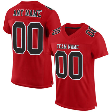 Maxcorners Custom Red Black-White Mesh Authentic Football Jersey LM2605