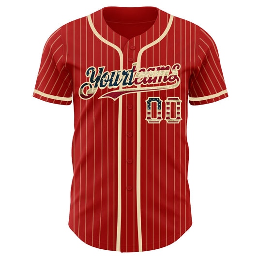 Maxcorners Custom Black Vintage USA Flag Gray-Red Premium Split Fashion Baseball Jersey LM0210