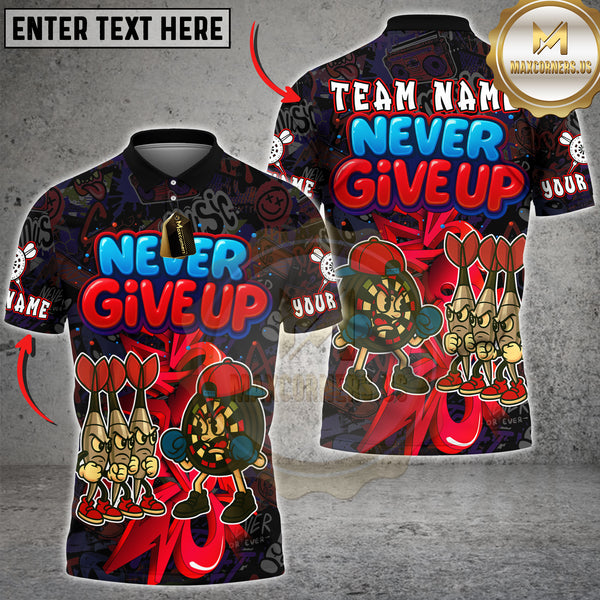 Maxcorners Darts Shirt Never Give Up Graffiti Style Multioptions Personalized Name, Team Name Unisex 3D Shirt (4 Colors)