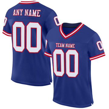 Maxcorners Custom Royal White-Red Mesh Authentic Throwback Football Jersey LM2605