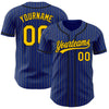 Maxcorners Custom Royal Yellow Pinstripe Black Authentic Baseball Jersey LM2605