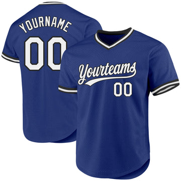 Maxcorners Custom Royal White-Black Authentic Throwback Baseball Jersey LM2605
