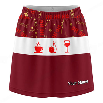 Maxcorners Customized Bowling Trouser Skirts With Shorts Underneath, Festive Christmas Ho Skorts With Pockets