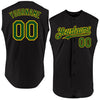 Maxcorners Custom Black Green-Yellow Authentic Sleeveless Baseball Jersey LM2605