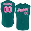Maxcorners Custom Teal Pink-White Authentic Sleeveless Baseball Jersey LM2605