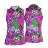 Maxcorners Pink Purple Retro Flower Power Golf Shirt, Women’s Golf Apparel, Hawaiian Golf Shirt, Golf Polo For Women LM1507