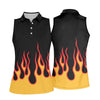 Maxcorners Retro Flame Fire Pattern Golf Shirt, Women's Golf Shirt, Hawaiian Golf Shirt LM1507