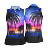 Maxcorners Palm Tree Sunset Beach Golf Shirt, Women’s Golf Polo, Golf Shirts For Women, Printed Golf Shirt LM1507