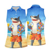 Maxcorners Funny Shark On Tropical Beach Vacation Golf Polo Shirt, Golf Shirts For Women, Women's Golf Apparel LM1507