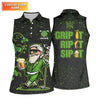 Maxcorners Grip It Rip It Sip It St Patrick's Day Leprechaun Golf And Beer Shamrock Golf Shirt, Golf Shirt For Women