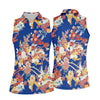 Maxcorners Royal Blue Japanese Floral Pattern Golf Shirt, Women’s Golf Polo, Ladies Golf Tops LM1507