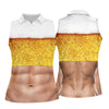 Maxcorners Bubbly Beer Foam Faux Abs Sleeveless Crop Golf Shirt, Golf Tops For Women, Ladies Golf Top LM1507