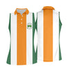 Maxcorners Green Orange White Vertical Stripes St Patrick's Day Golf Shirt, Women's Golf Tops, Ladies Golf Shirts