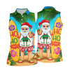 Maxcorners Surfboard Santa Tropical Christmas Golf Shirt, Women's Golf Tops, Hawaiian Golf Shirt LM1507