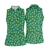 Maxcorners St Patrick's Day Beer Four Leaf Clovers Gold Pots Green Golf Shirt, Women's Golf Tops, Ladies Golf Polos