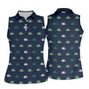 Maxcorners Navy Crocodile Pattern Sleeveless Golf Shirt, Women's Golf Shirt, Golf Polo For Women, Ladies Golf Shirt LM1507